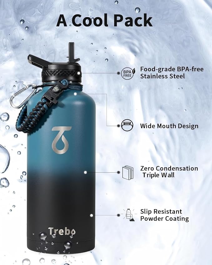 Trebo Water Bottle Insulation 87 oz, Vacuum Stainless Steel Water Jug, - Image 3