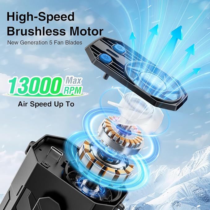 Portable Fan 4000mAh Rechargeable, 4 Speeds 13000RPM Strong Airflow, Personal - Image 3