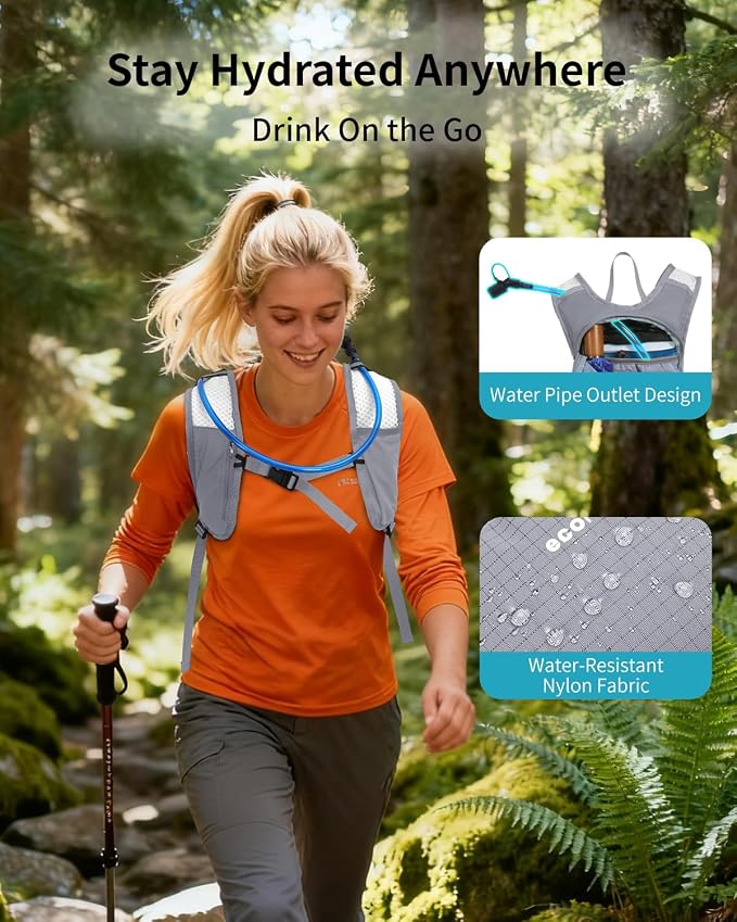 ECOHUB Hydration Backpack with 2L Water Bladder, Lightweight Running Hydration - Image 6