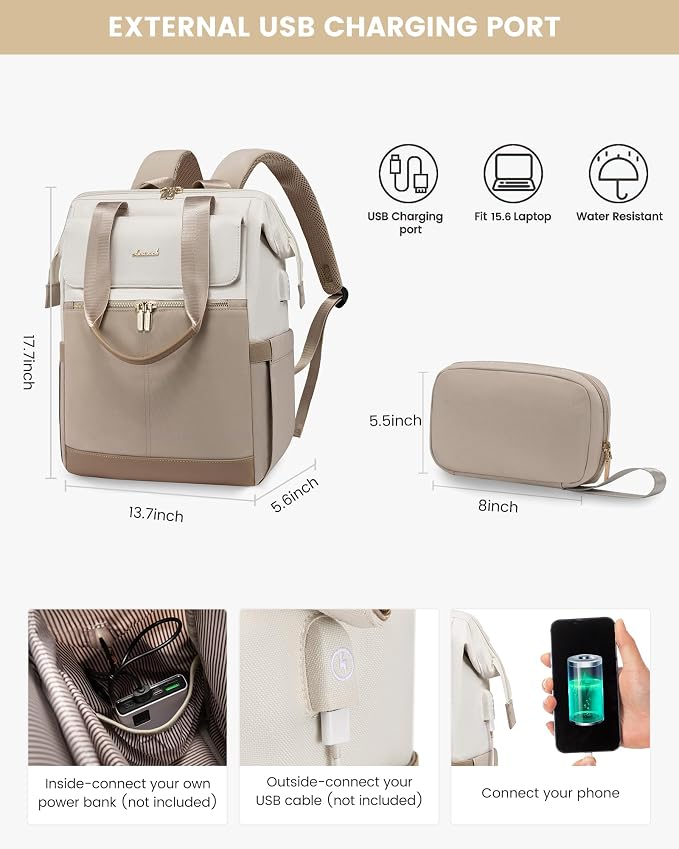 LOVEVOOK Laptop Backpack for Women, 15.6 Inch Work Laptop Bag - Image 4