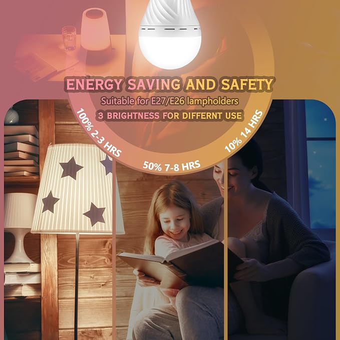 6 Pack Rechargeable Emergency Light Bulbs, Battery Powered LED Light Bulb 6000K - Image 4