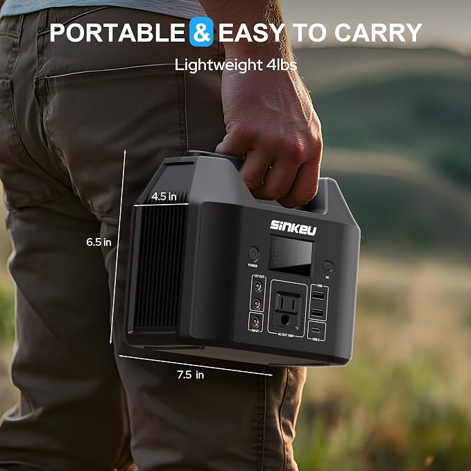 SinKeu Portable Power Station 122.8Wh, LiFePO4 Battery Solar Generator - Image 6