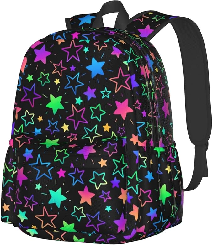 cfpolar 17 Inch Backpack Bright Neon Stars Laptop Bag Shoulder Bag School by homedecorations