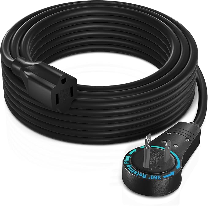 Maximm Cable 50 Feet 360° Rotating Flat Plug Extension Cord/Wire, 3 Prong by MaximmCable