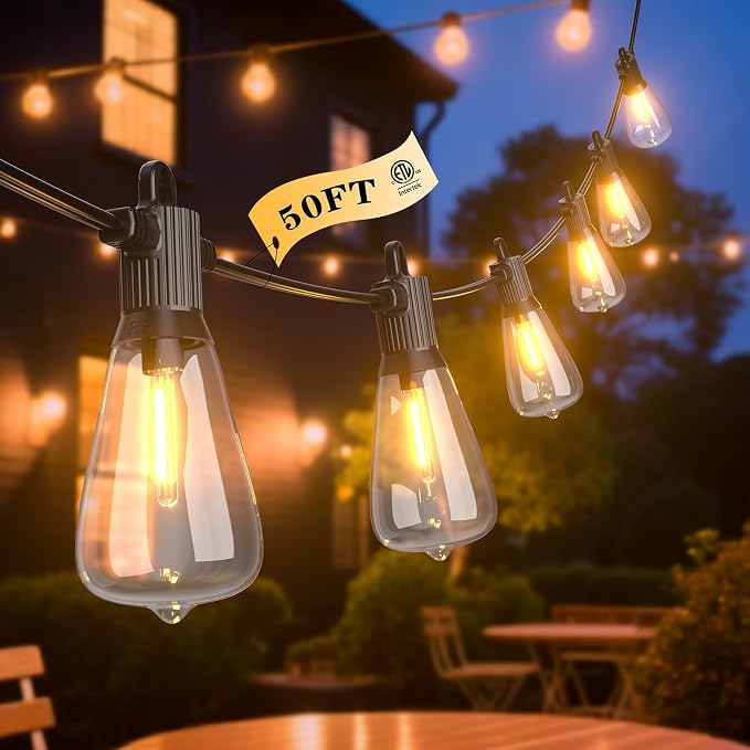 FOOMAN LED Outdoor String Lights, 50FT Outside Waterproof Patio Lights by FOOMAN