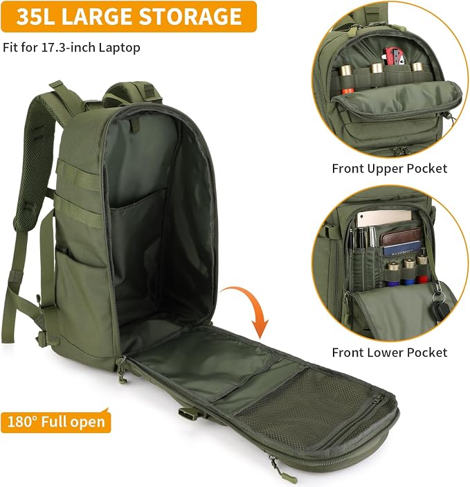 HUNTVP Tactical Backpack for Men 35L Military Backpack MOLLE 1000D Army Daypack - Image 5