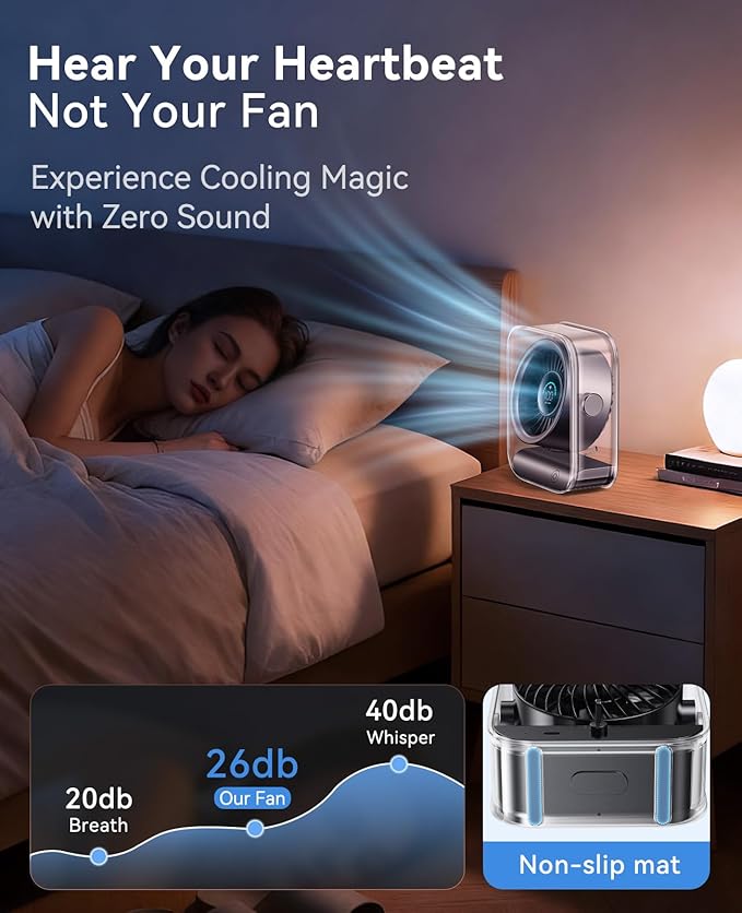 DIGIX Portable Desk Fan for Bedroom, Rechargeable Small Table Fan - Image 6