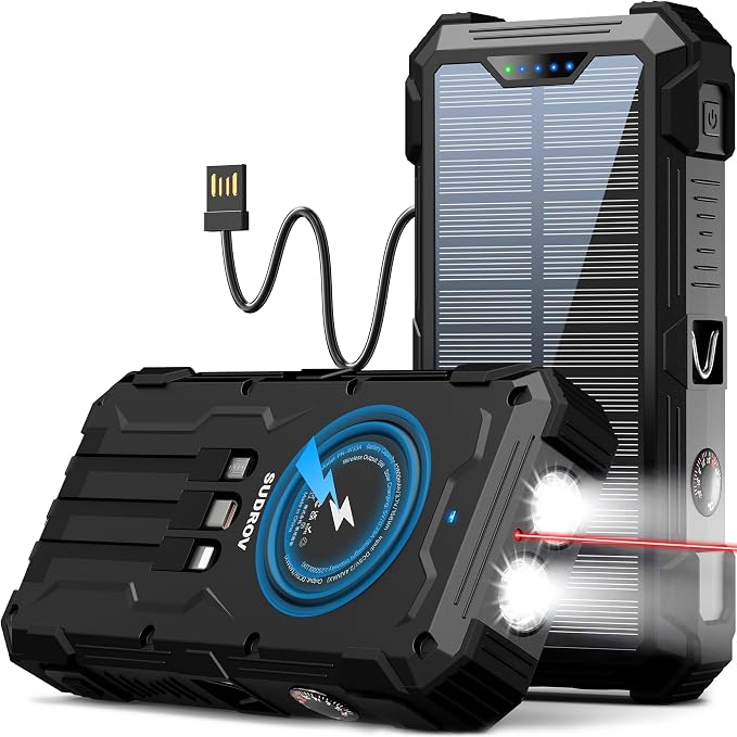 Sudrov Solar Charger Power Bank, 42800mAh Wireless Portable Charger by Sudrov