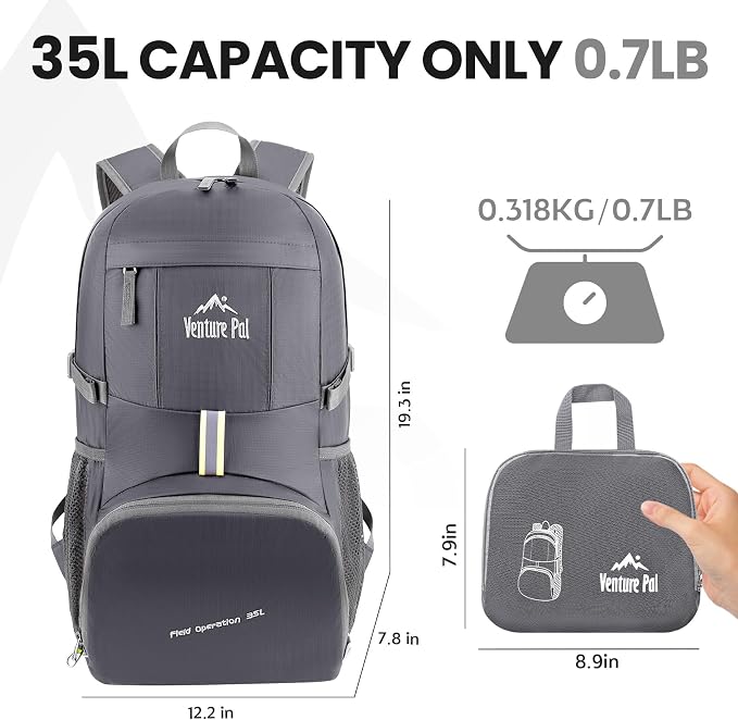 Venture Pal 35L Ultralight Lightweight Packable Foldable Travel Camping Hiking - Image 5