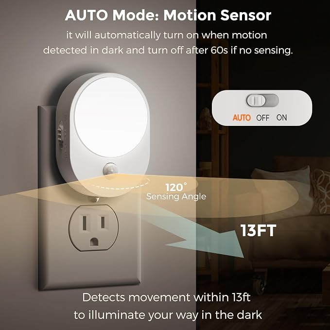 L LOHAS LED Motion Sensor Night Light, Night Lights Plug into Wall, 2 IN 1 - Image 3