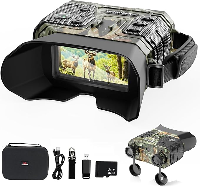 WOSPORTS 4K Infrared Night Vision Goggles – 1300FT Range, 8X Digital Zoom by WOSPORTS