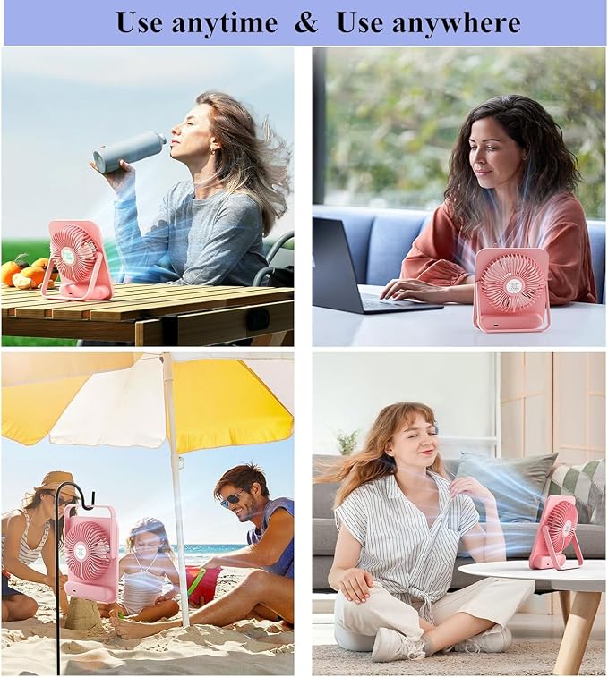 WHATOOK Small Desk Fan Personal Fans: 5000mah 25 Hours Battery Office Quiet - Image 7