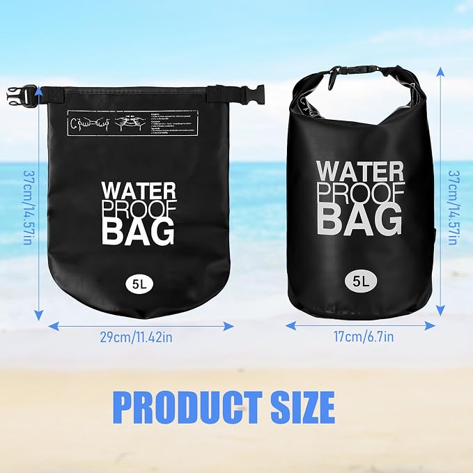Jexine 10 Pack Dry Bag Waterproof, 5L Ultralight Dry Sacks Roll Top Storage Bag - Image 2