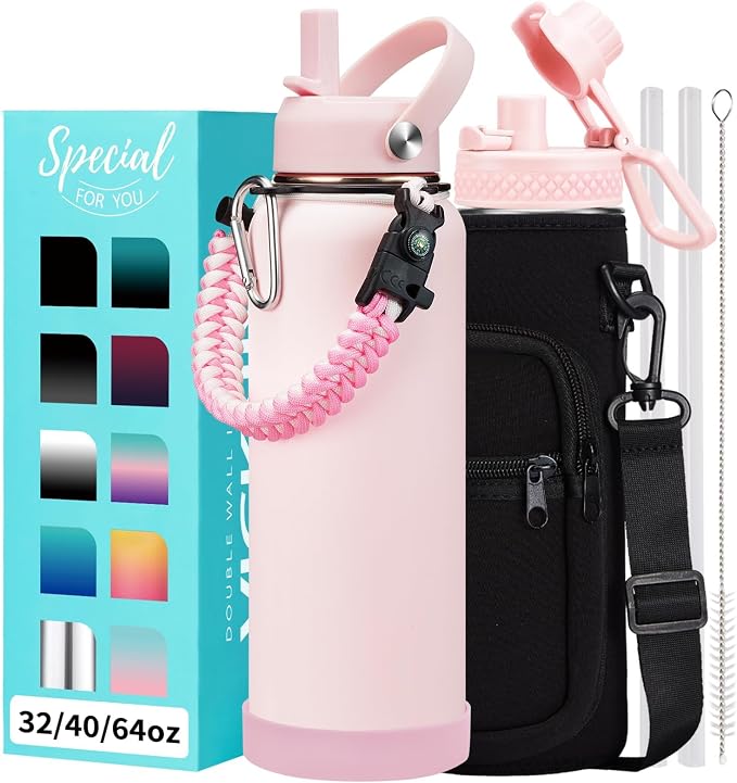 Pink 40 oz Insulated Water Bottle - by VICKNIY