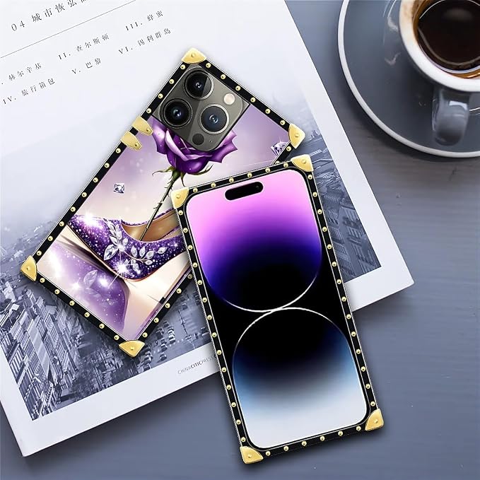 Compatible with iPhone 14 Pro Max Case, High Heeled Purple Diamond Rose Luxury - Image 6