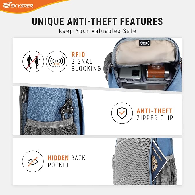 SKYSPER Sling Bag RFID Cross Body Bag Recycled Crossbody Backpack Travel Daypack - Image 3