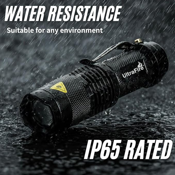 ULTRAFIRE 3 Pack Mini Flashlights Focus Adjustable SK68 Single Mode Tactical - Image 6