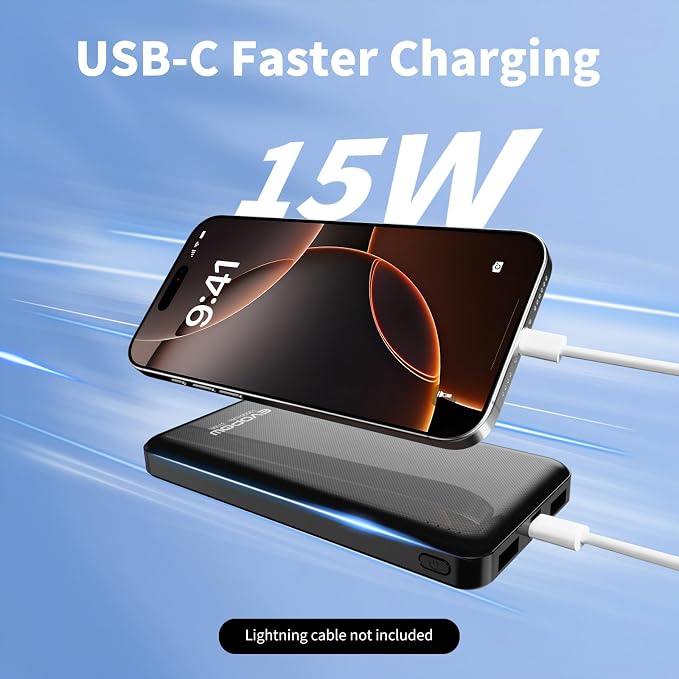 2 Pack Portable Charger, Slimmer 10000mAh Power Bank, USB C in&Out Fast - Image 2