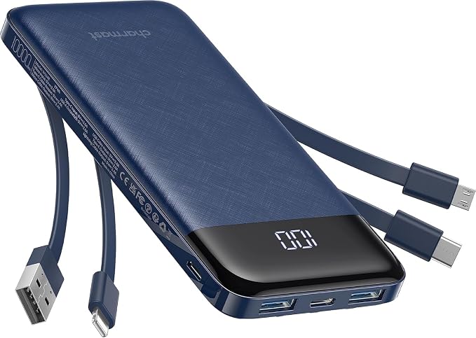 charmast Portable Charger with Built in Cables, Power Bank with Cords Wires by Charmast