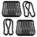 Black Carabiner, Heavy Duty Galvanized Steel Spring Snap Hook Carabiner Clips by High-PQ