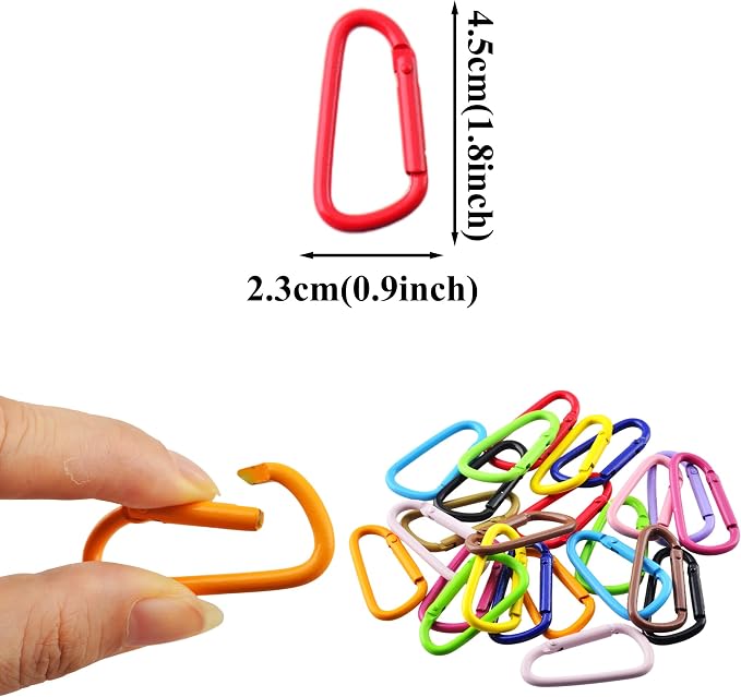 Carabiner Clip 24Pcs Metal Colored Keychain Clip D Spring Clips Cute Carabiner - Image 7