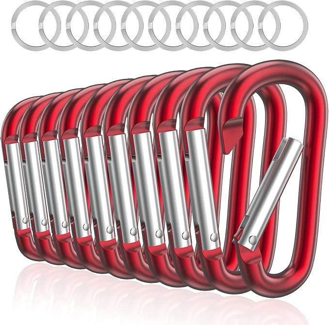 sprookber 3" Aluminum Carabiner D Ring, Caribeener Clips, Spring Snap Hook by Sprookber