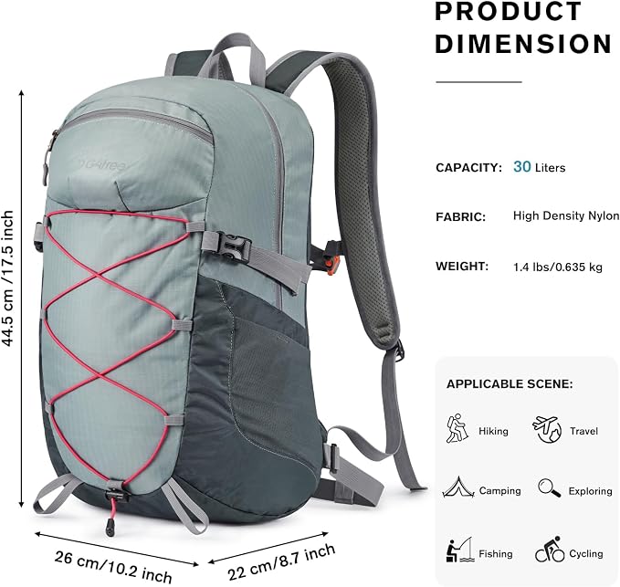 G4Free 30L Lightweight Hiking Backpack - Image 5