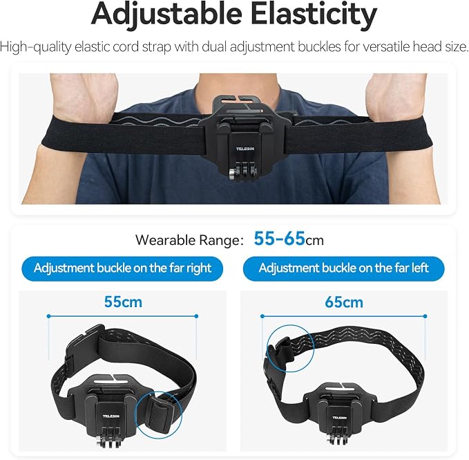 TELESIN Head Strap Mount with Cap Clip, Quick Release Head Belt Mount - Image 9