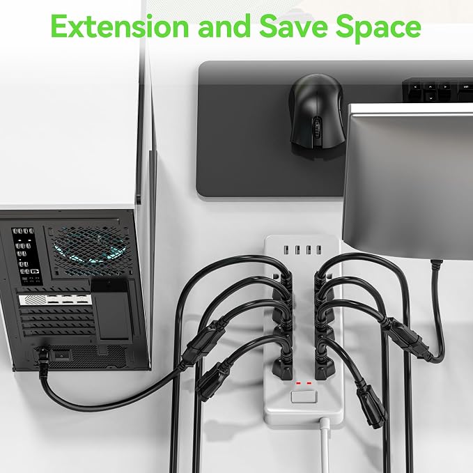 Power Extension Cord 10FT, 3 Prong Grounded Electric Extension Cable Outlet - Image 3
