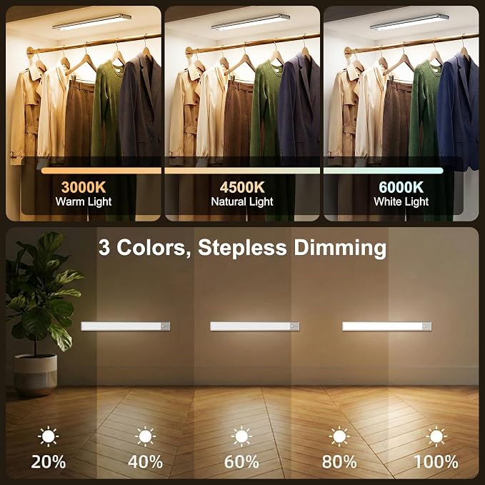 Reoshine 126 LED Under Cabinet Lighting Wireless, 2500mAh Rechargeable Closet - Image 4