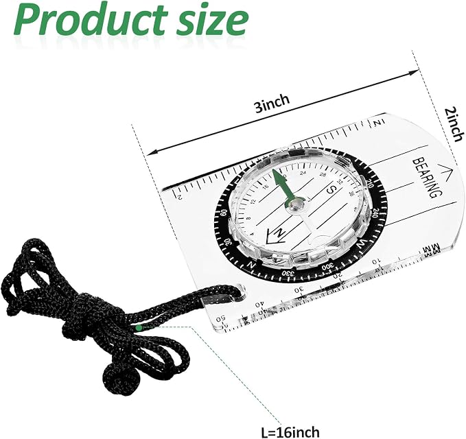BBTO 9 Pieces Orienteering Compass Hiking Backpacking Camping Compass Map - Image 2