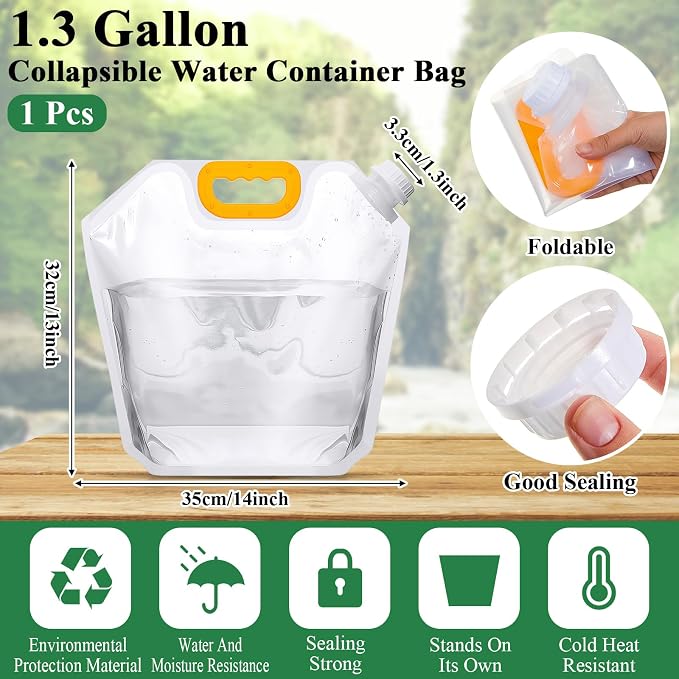Tessco for you 1 Pcs 1.3 Gallon Collapsible Water Storage Bag Water Container - Image 2