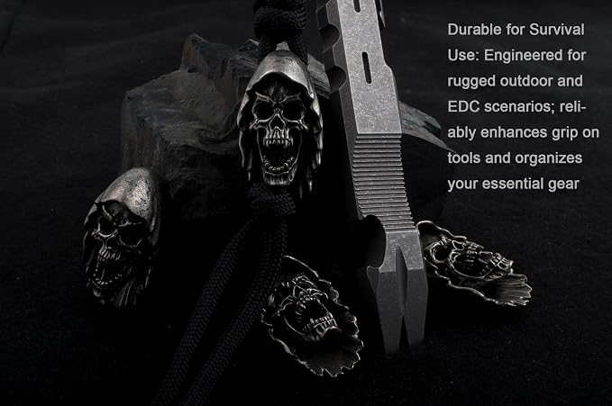 Skull Paracord Beads for DIY Craft Projects Knife Lanyards Keychains Zipper - Image 9
