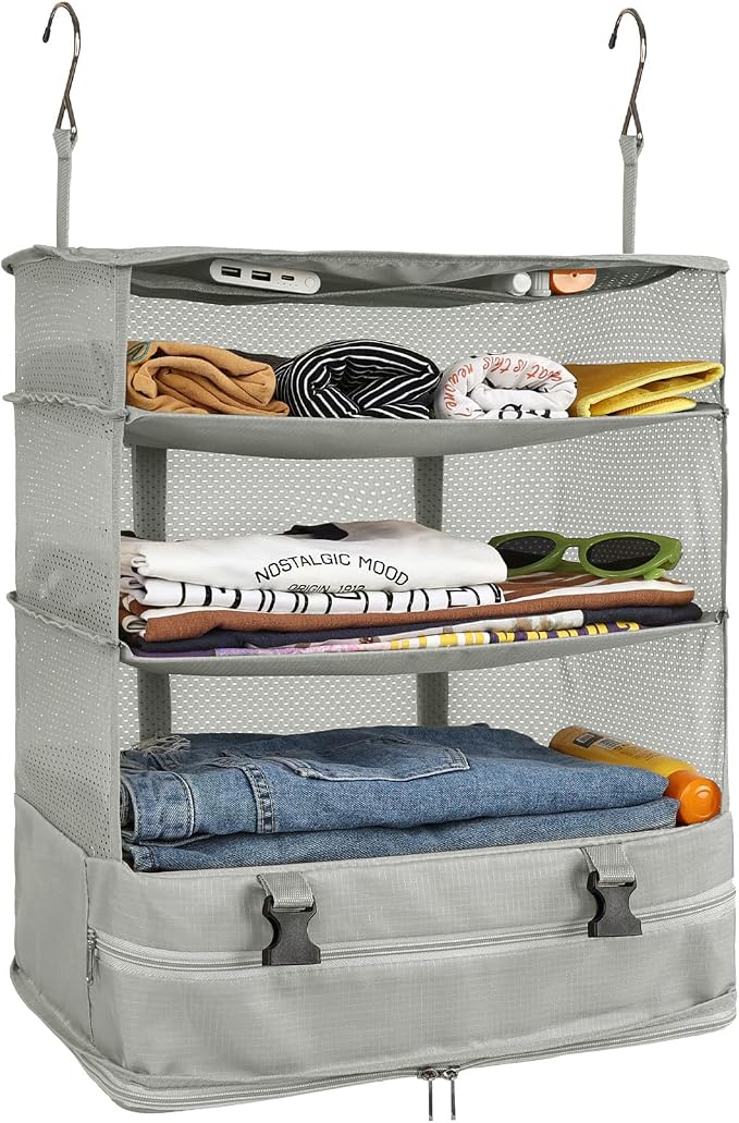 Surblue Hanging Closet Storage Bag Collapsible 3-Shelf Washable Oxford Fabric by SURBLUE