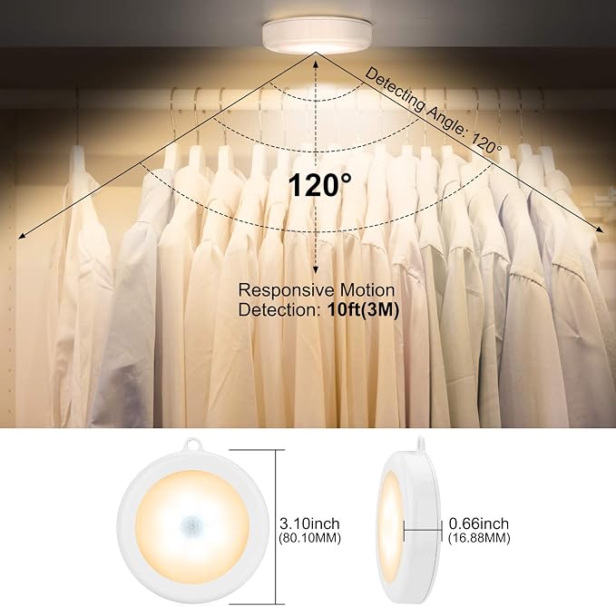 Mlambert 4 Pack Motion Sensor LED Night Light, Cordless Battery-Powered - Image 4