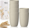 Wrova Wheat Straw Cups 6 PCS Good Alternative to Plastic Reusable Cups 12 oz by WROVA