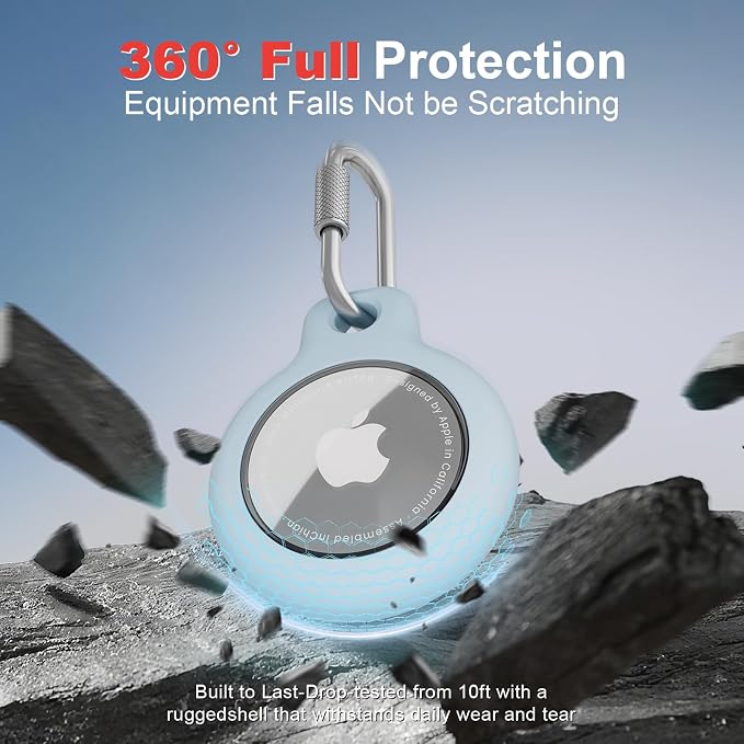 AirTag Holder with 304 Carabiner, 4 Pack IPX8 Waterproof Shockproof PC Hard Case - Image 4
