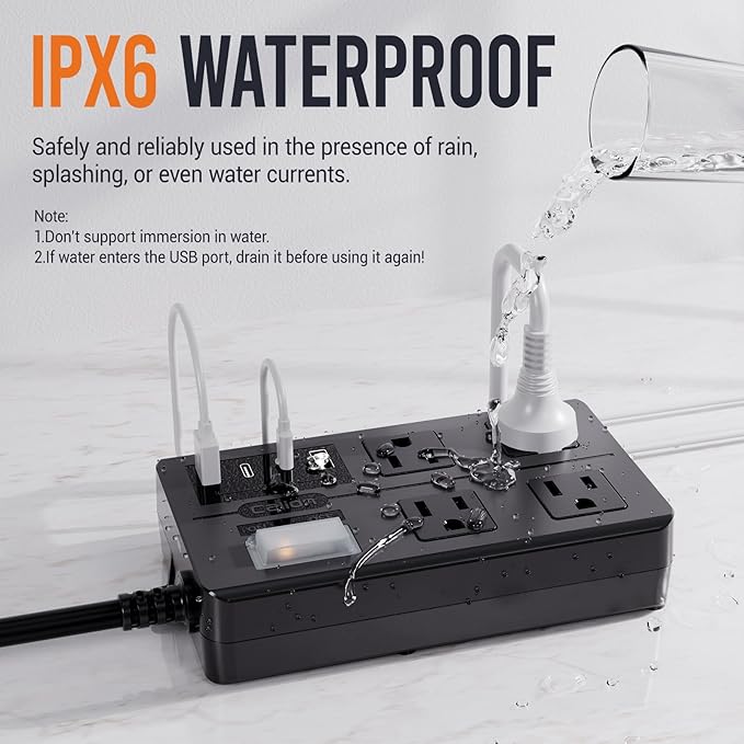 10FT Outdoor Waterproof Power Strip Surge Protector - Image 3
