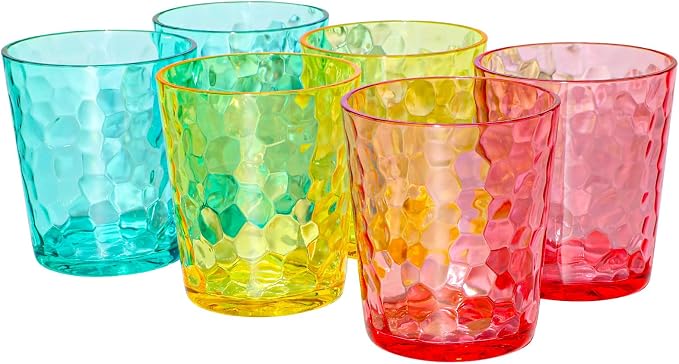 BPA-Free Plastic Tumblers 6 Pack | Reusable Dishwasher Safe | Stackable by AKMQYM