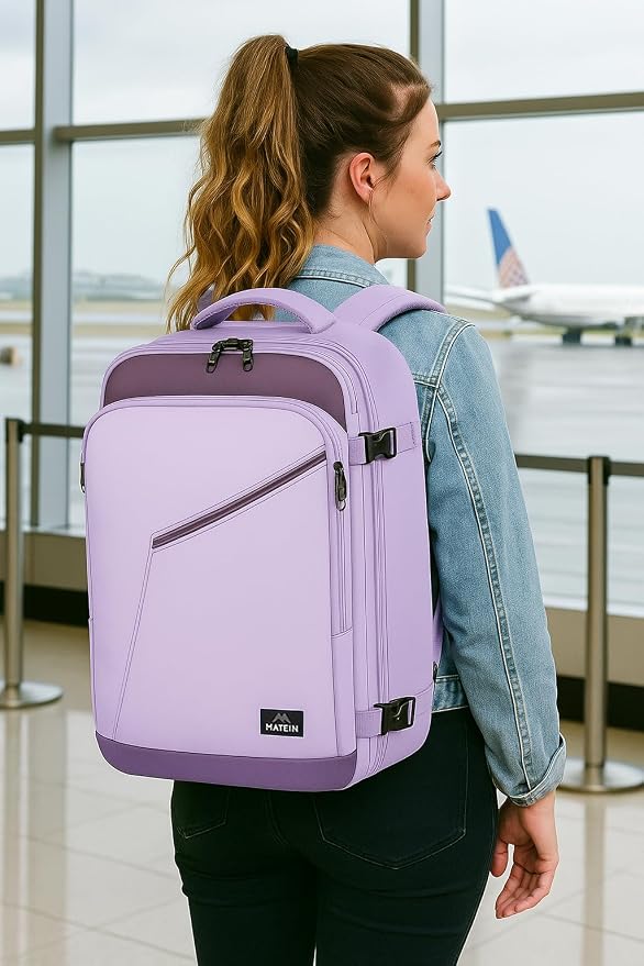 MATEIN Purple Travel Backpack, Large Capacity Carry on Backpack - Image 2