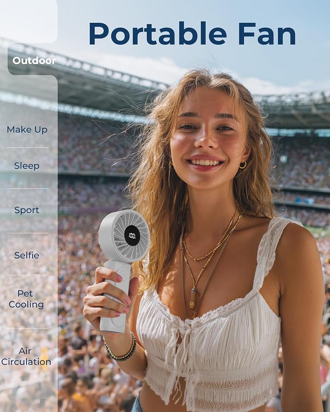 Peiyuu Handheld Portable Fan, 4000mAh USB Rechargeable Personal Fan, 180° - Image 7