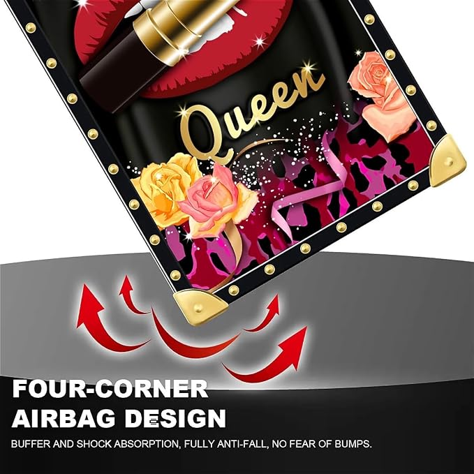 Compatible with iPhone 15 Pro Case, Queen Lip Crown Leopard Print Luxury Golden - Image 6