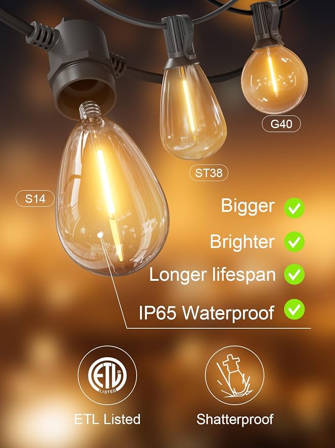 Svater Outdoor String Lights 50 FT, Patio Light - Image 6