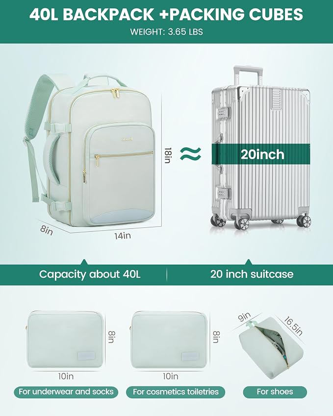 LOVEVOOK Travel Backpack for Women & Men 40L, Airline Approved Carry On - Image 5