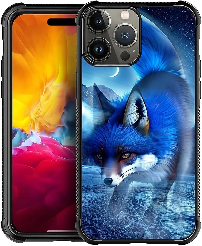 for iPhone 15 Pro Case, Snowy Mountain Fox Lake Pattern Graphic Design Girl Boy by FKBRCL4U