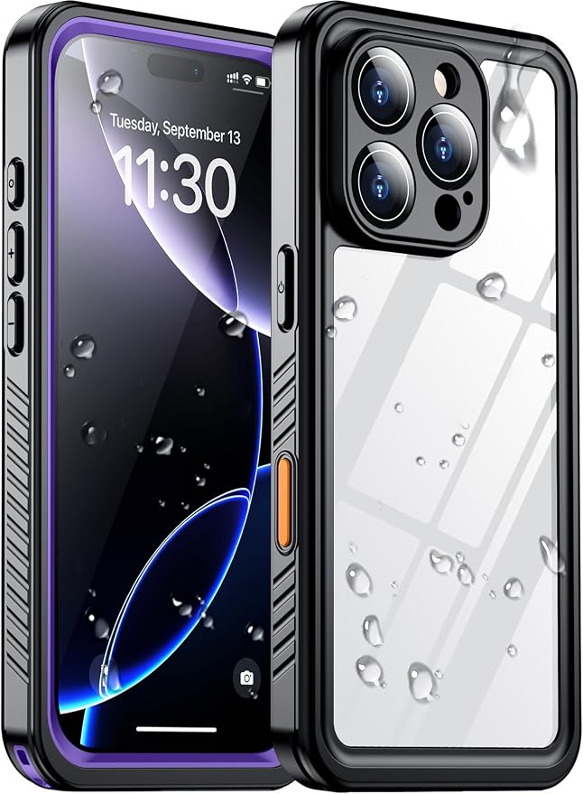Temdan Compatible with iPhone 16 Pro Case Waterproof, Built-in Screen & Camera by Temdan