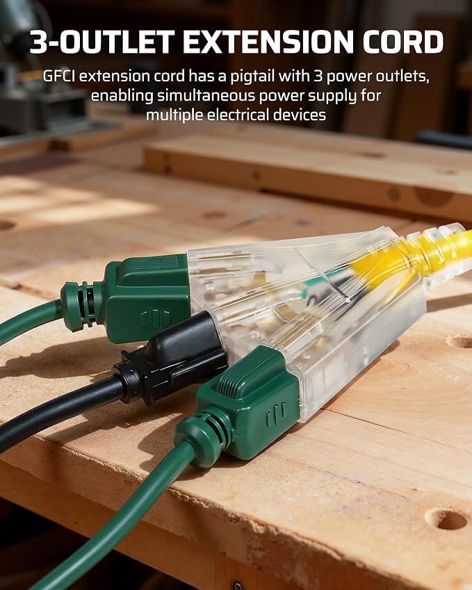 DEWENWILS 3FT GFCI Extension Cord Outdoor, 12/3 AWG SJTW Heavy Duty Power Cable - Image 7
