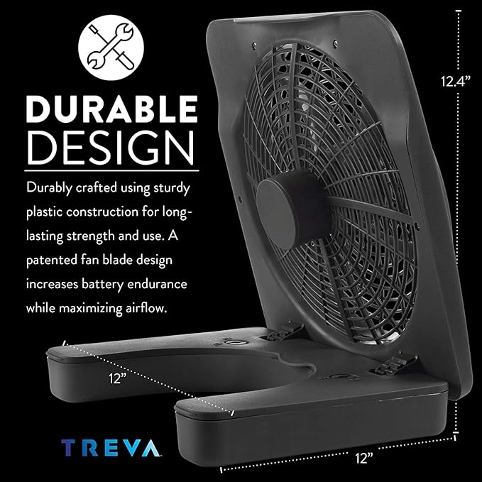 O2COOL Treva 10-Inch Portable Desktop Air Circulation Battery Fan, 2 Speed - Image 6