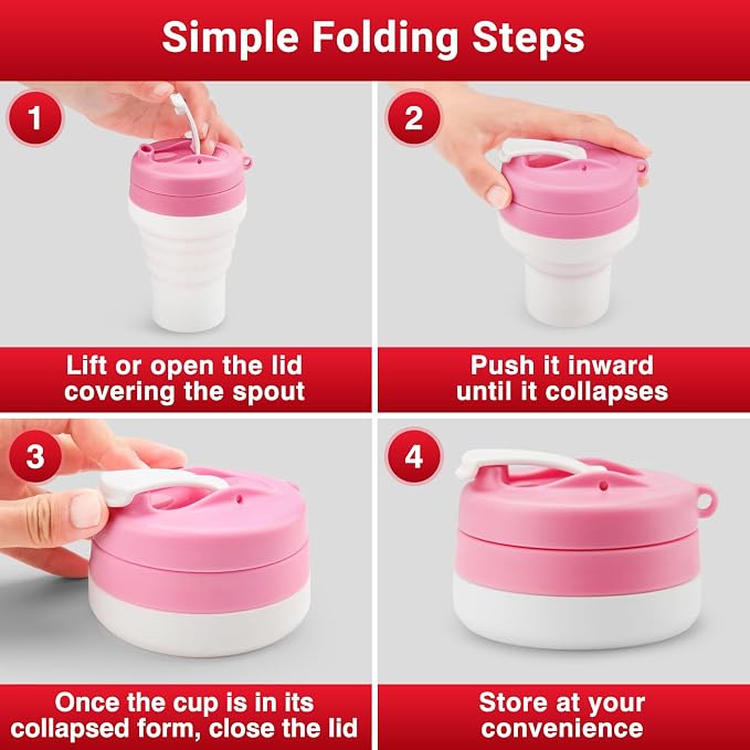 Protein Shaker Bottle Pink Collapsible - Image 4