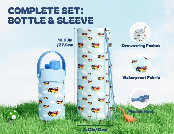 12 oz Kids Stainless Steel Water Bottle: 2-in-1 Straw Spout Lid, Easy Clean - Image 3